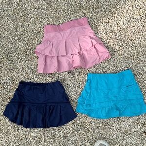 Set of Three Ruffled Tennis Skirts - Pink, Blue, and Navy